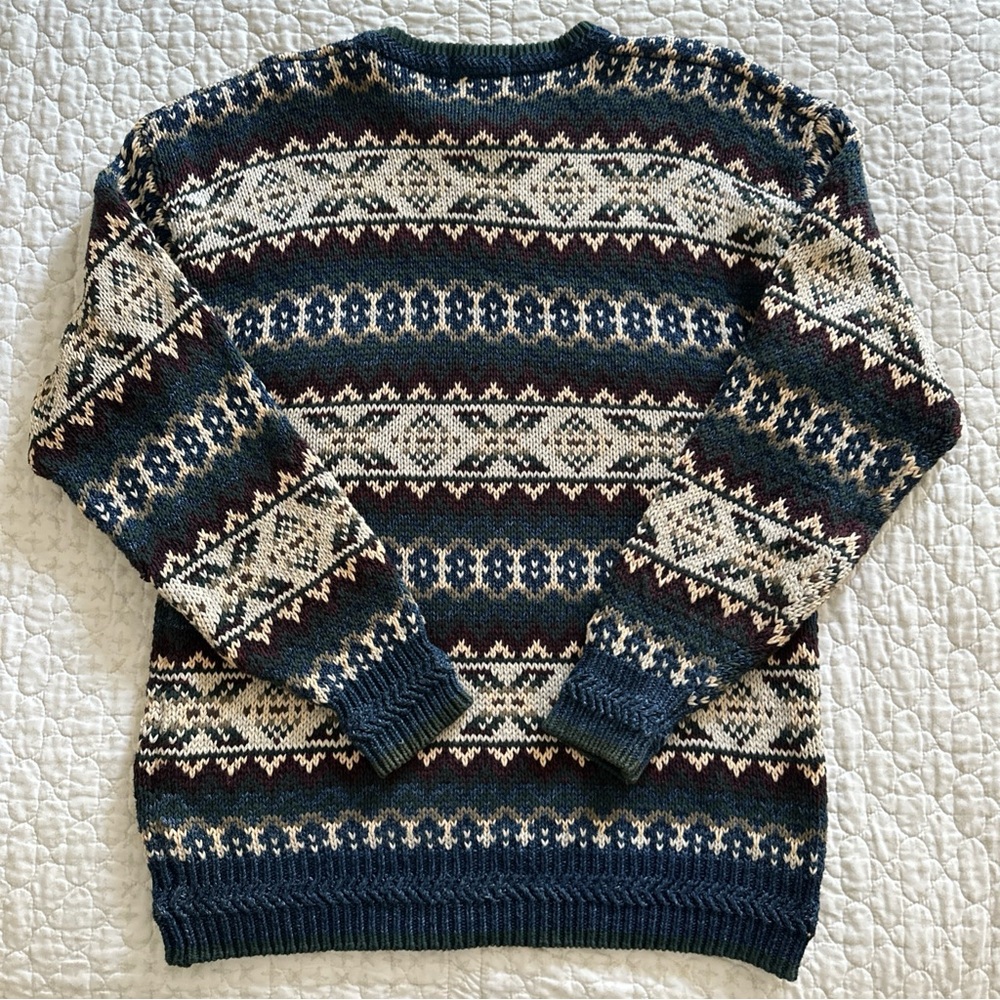 Vintage GANT Sweater Men's Large Colorful Hand Framed Cotton 90's Grandpa Cosby - Picture 7 of 7